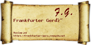 Frankfurter Gerő névjegykártya